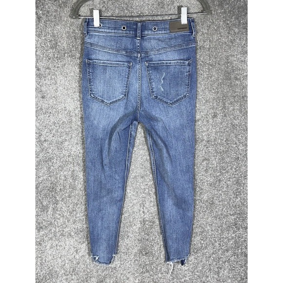 Express Super High Rise Ankle Legging Jeans Womens Size 2S Distressed‎ Raw Hem - Picture 2 of 14